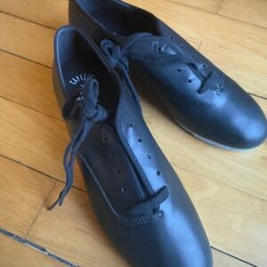 Capezio 354 Black Leather Tap Shoes Mens 6 M Tele Tone Taps Cambrelle Lining NEW
